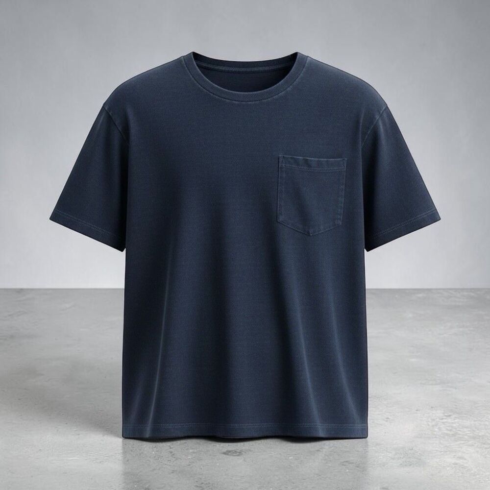 Buck Mason T Shirt Mens Large Faded Navy Blue Yuma Hemp Cotton Tee Short Sleeve